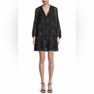 NWT 10 Crosby Derek Lam Black Celestial-Print Mini Dress $459